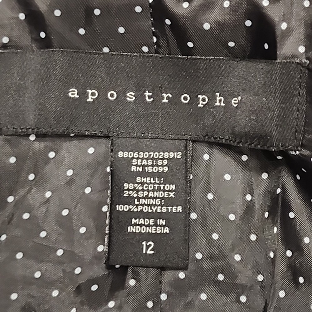 Apostrophe Stretch Piped Jacket Misses Size 12 Gray Cute Bomber Style Zip - Picture 6 of 8